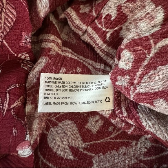 Knox Rose Womens Long Sleeve Burgundy Red Floral Boho Dress - Picture 6 of 10